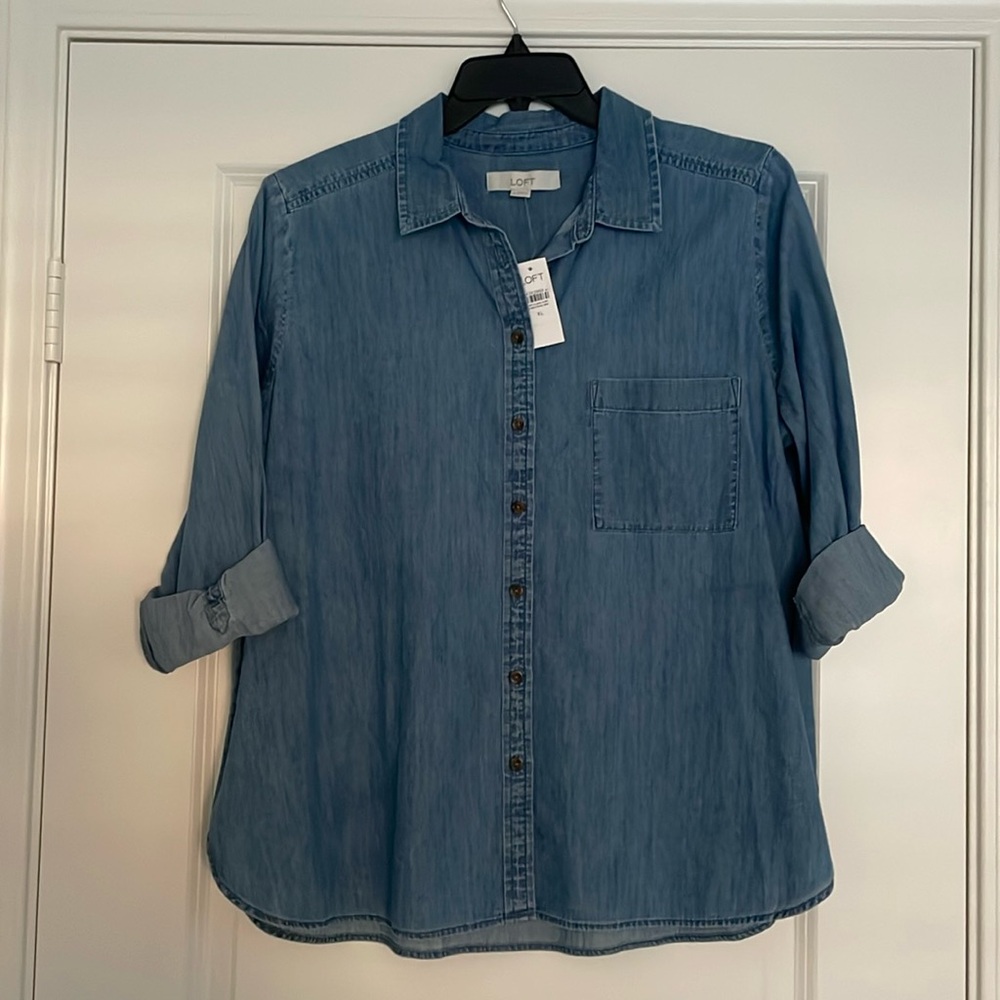 Loft Chambray Everyday Oversize Pocket Shirt